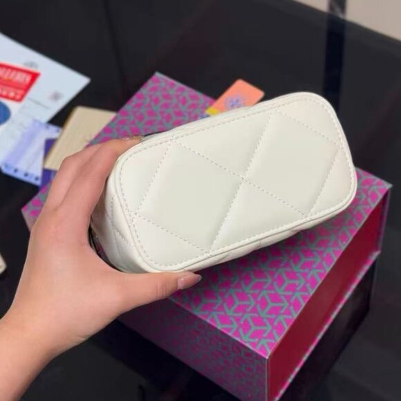 Tory Burch White Quilted Mini Bag with Gold Accents - Picture 7 of 7